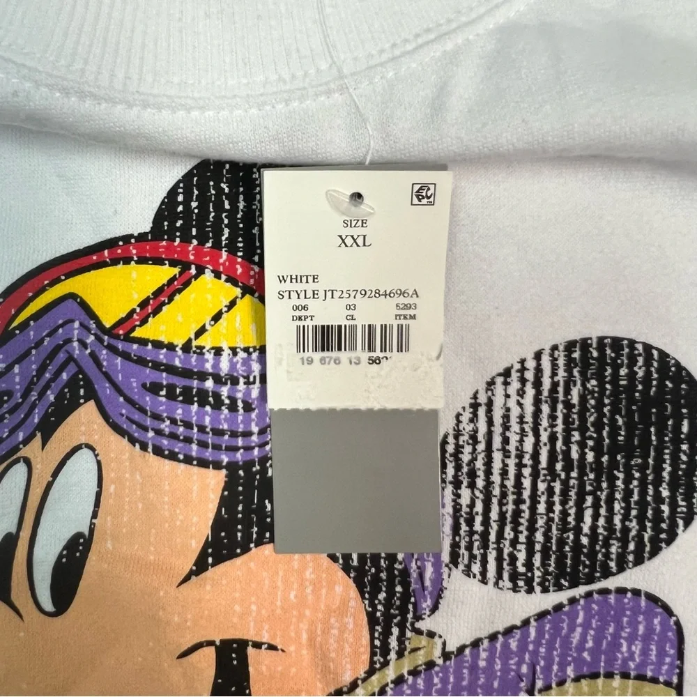 Disney Men's White‎ and Purple Mickey Mouse Crewneck Sweater